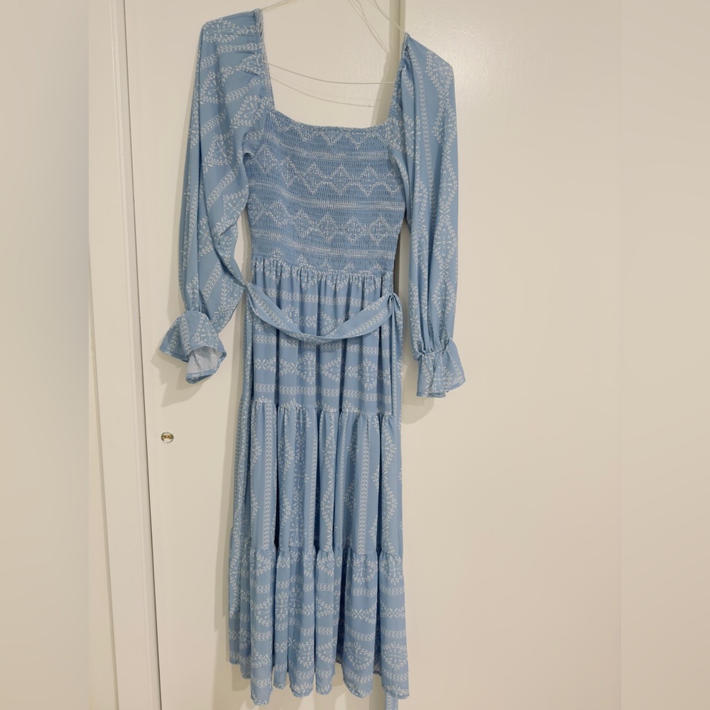 Blue Striped Midi Dress